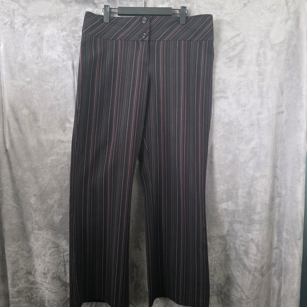 A-List by Wrapper Black Pinstripe Wide Leg Dress Pants GU4892348L Womens 13/14